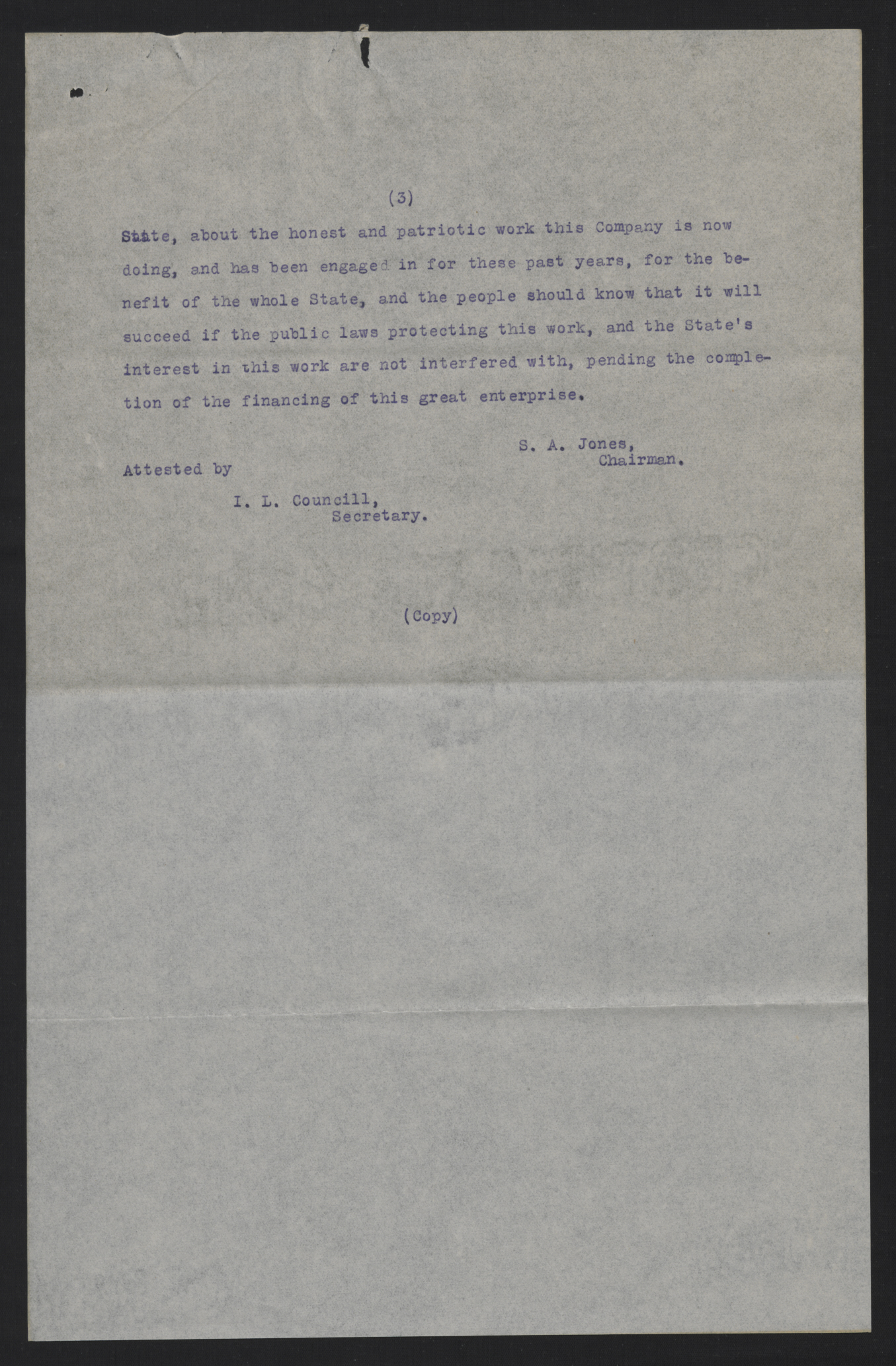 Resolution of the South Atlantic and Western Railway Company, August 2, 1913, page 3