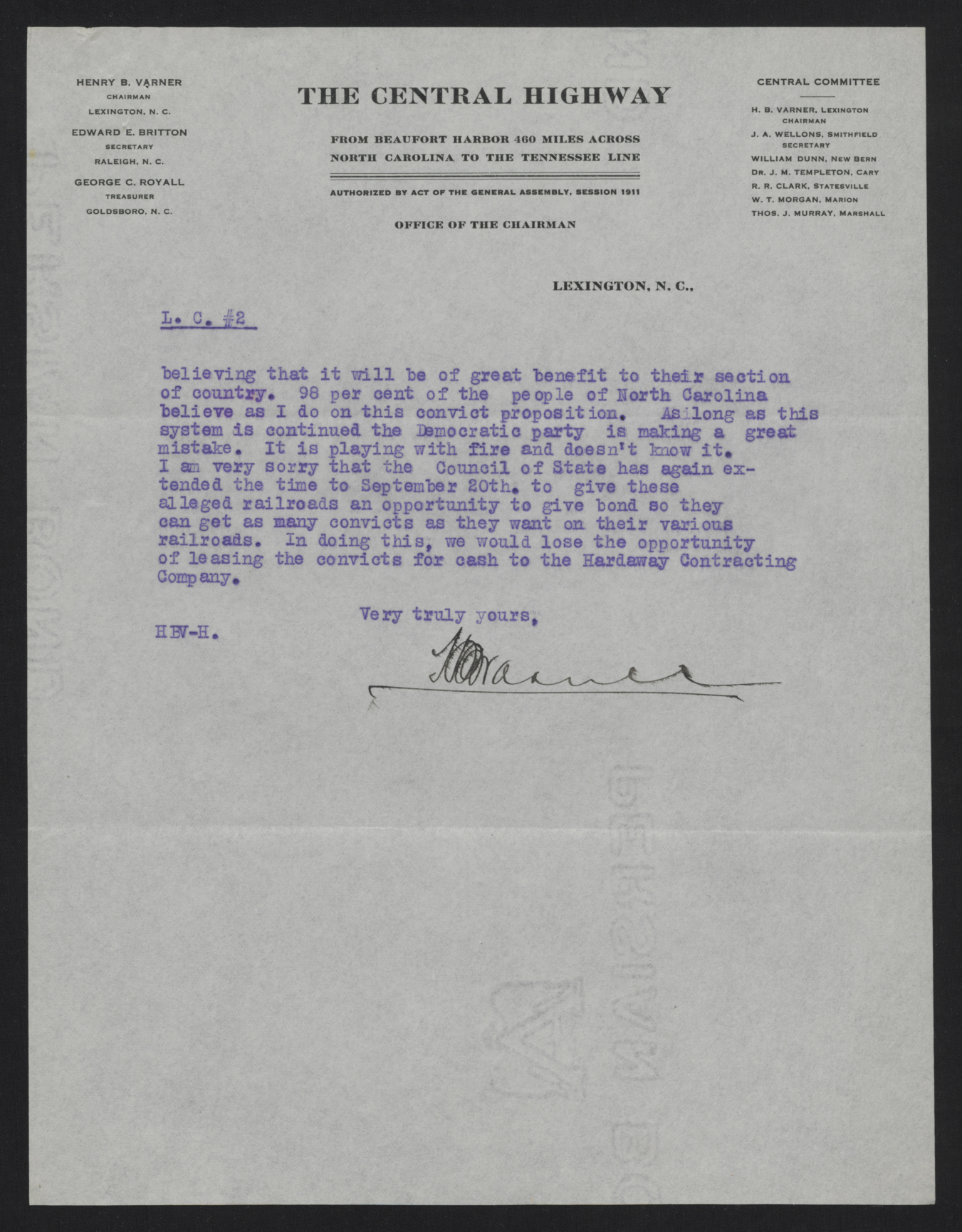 Letter from Varner to Craig, August 29, 1913, page 2