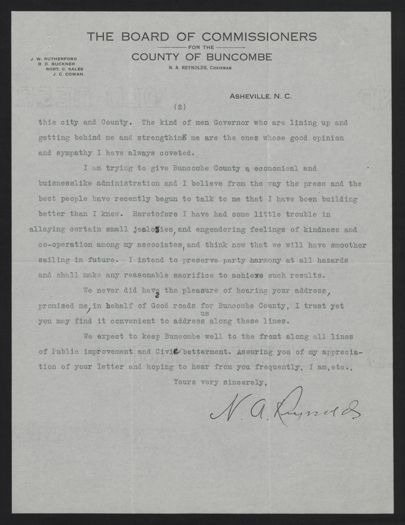 Letter from Reynolds to Craig, February 11, 1914, page 2