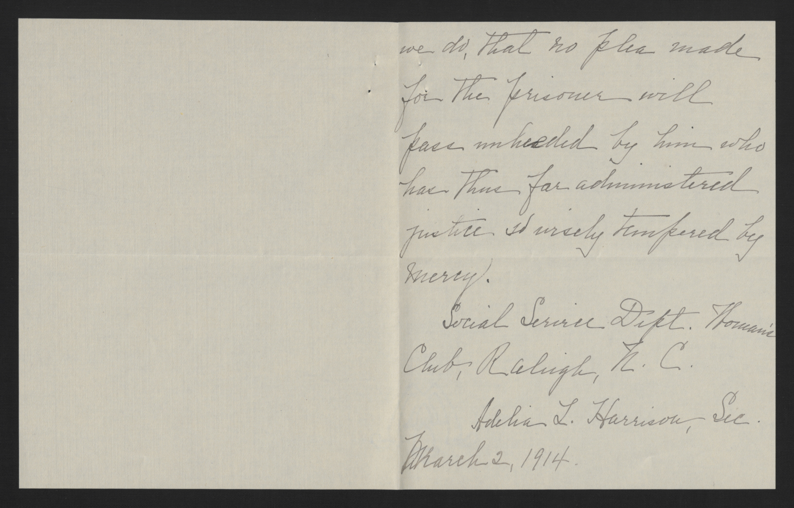 Letter from Harrison to Craig, March 2, 1914, page 2
