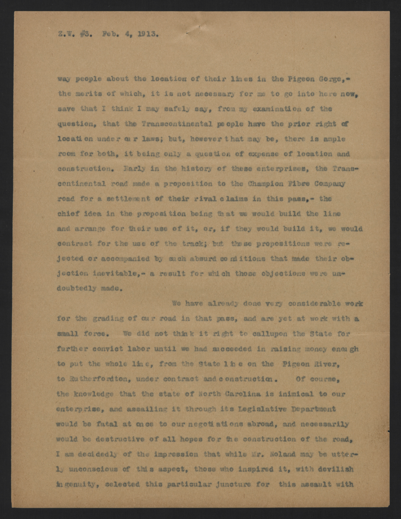 Letter from Davidson to Weaver, February 4, 1913, page 3