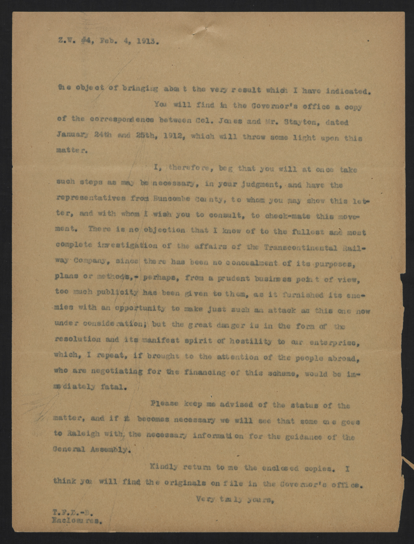 Letter from Davidson to Weaver, February 4, 1913, page 4