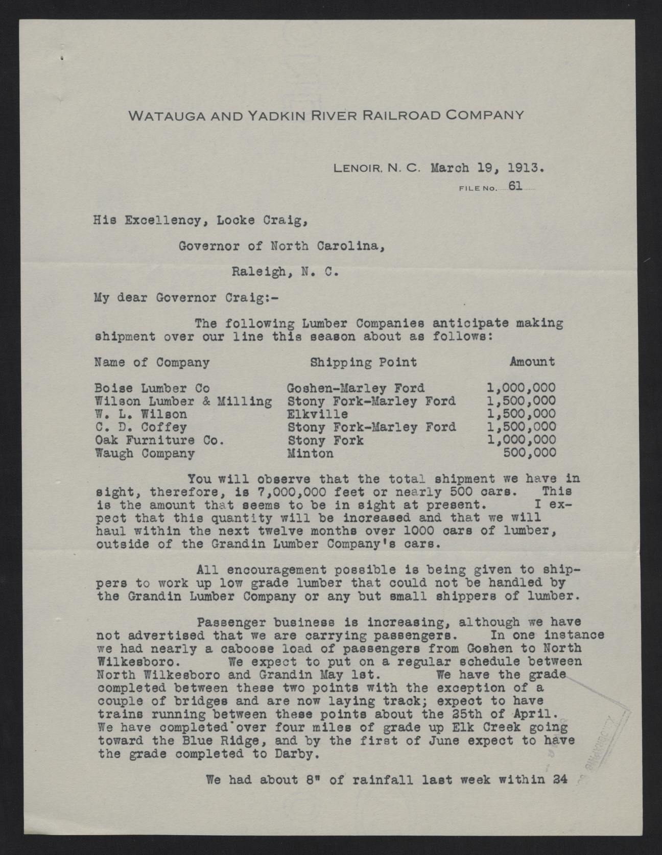 Letter from Grandin to Craig, March 19, 1913, page 1