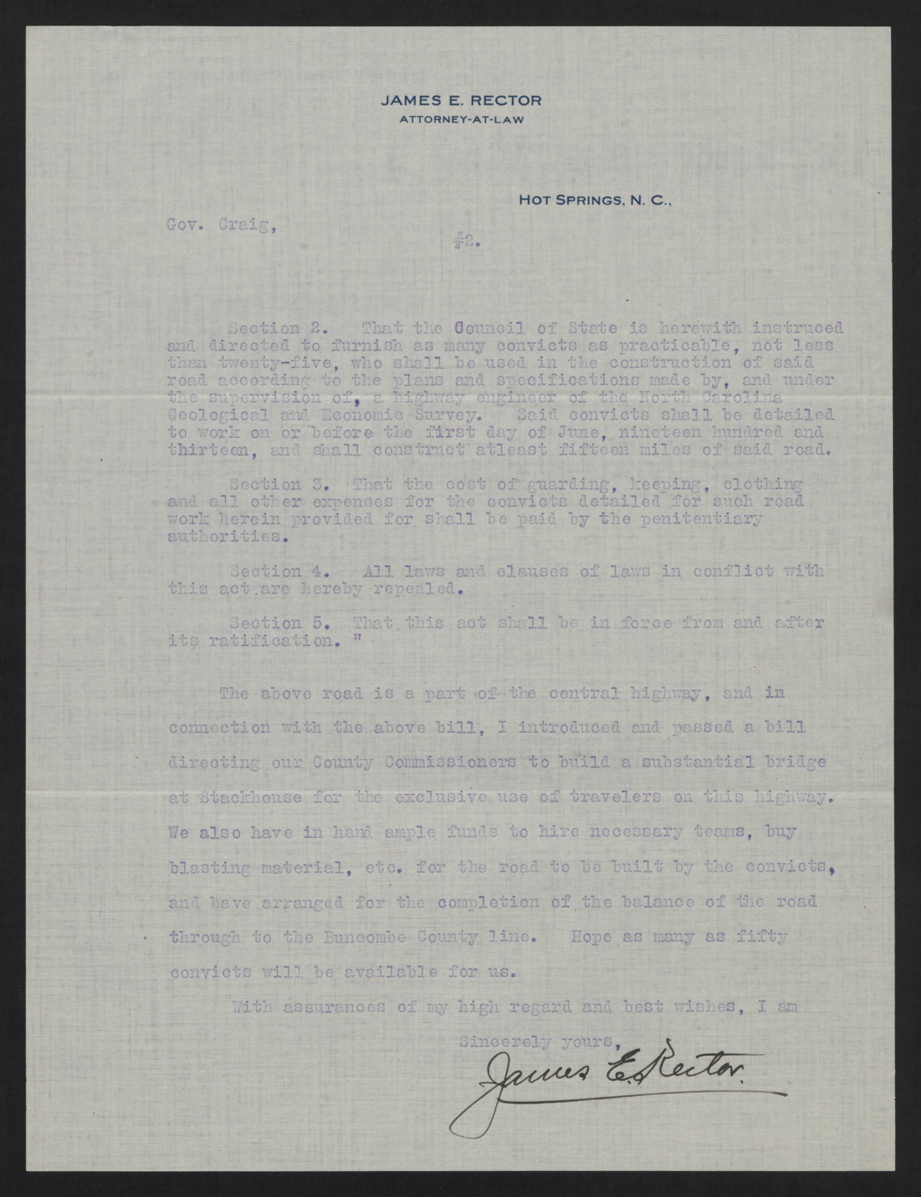 Letter from Rector to Craig, March 21, 1913, page 2