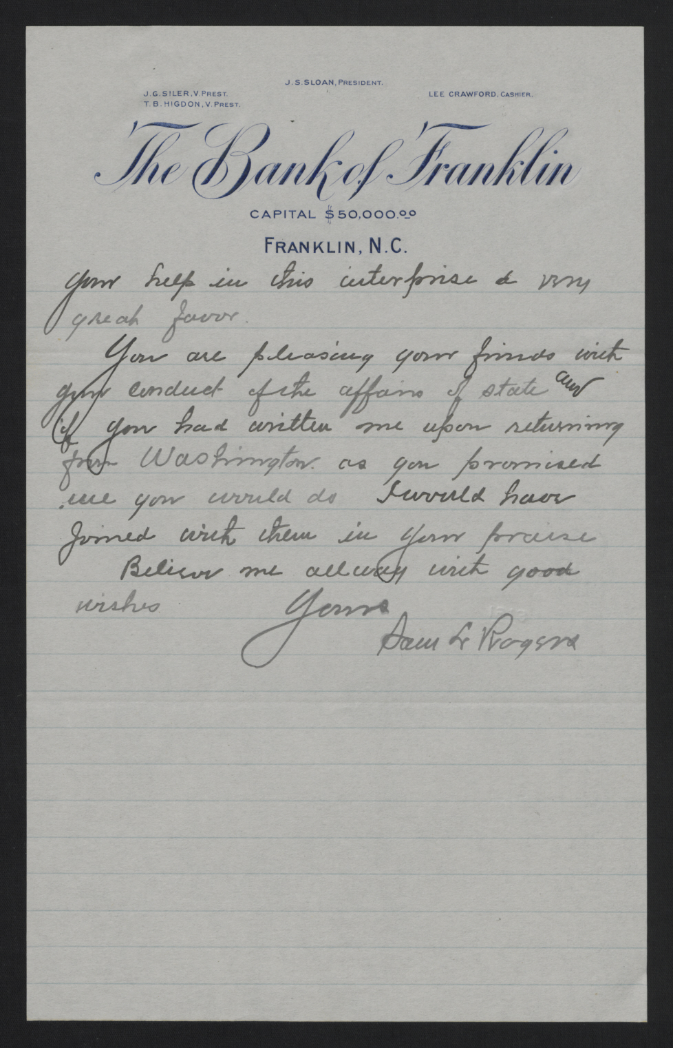 Letter from Rogers to Craig, April 22, 1913, page 2