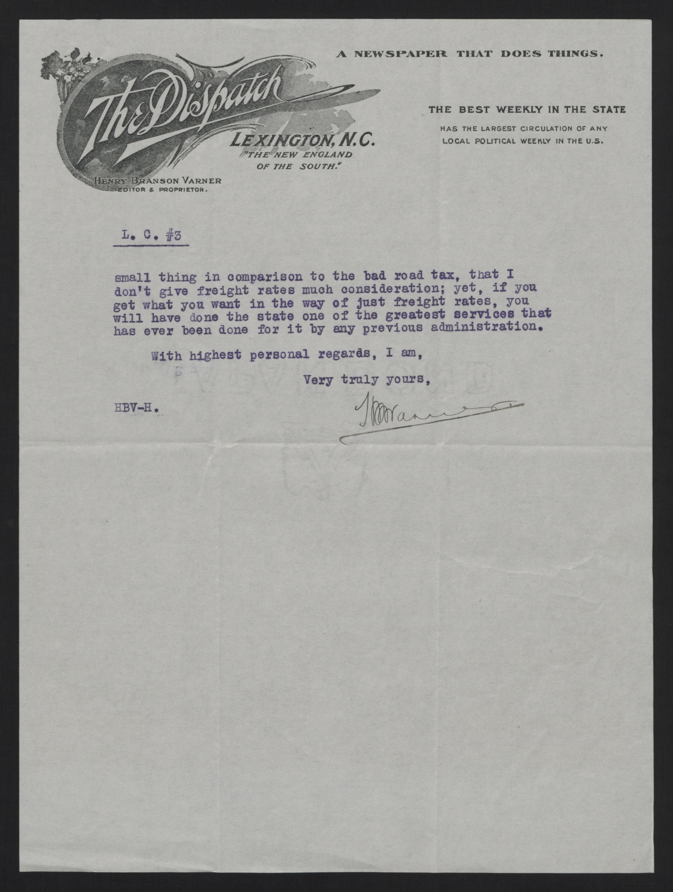 Letter from Varner to Craig, May 15, 1913, page 3