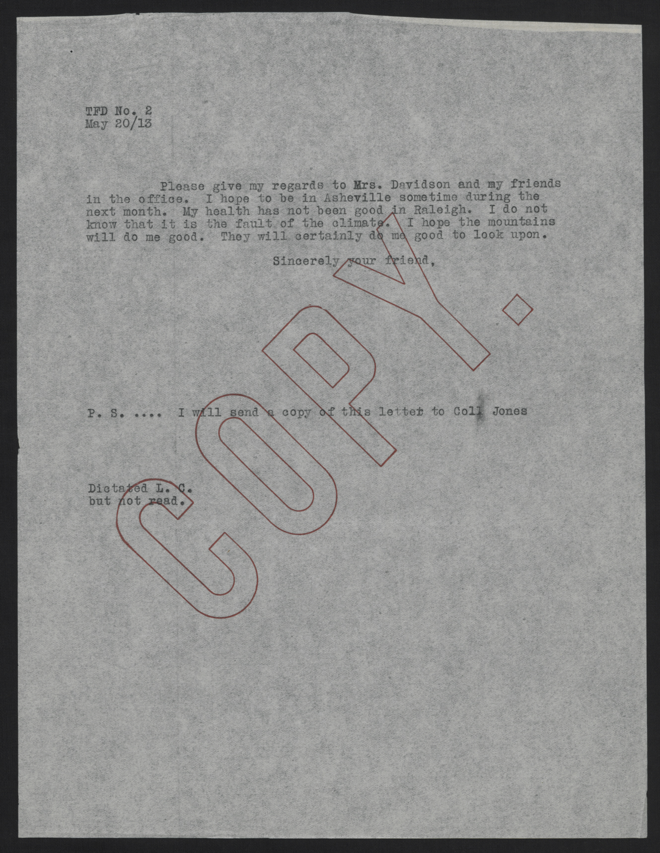 Letter from Craig to Davidson, May 20, 1913, page 2