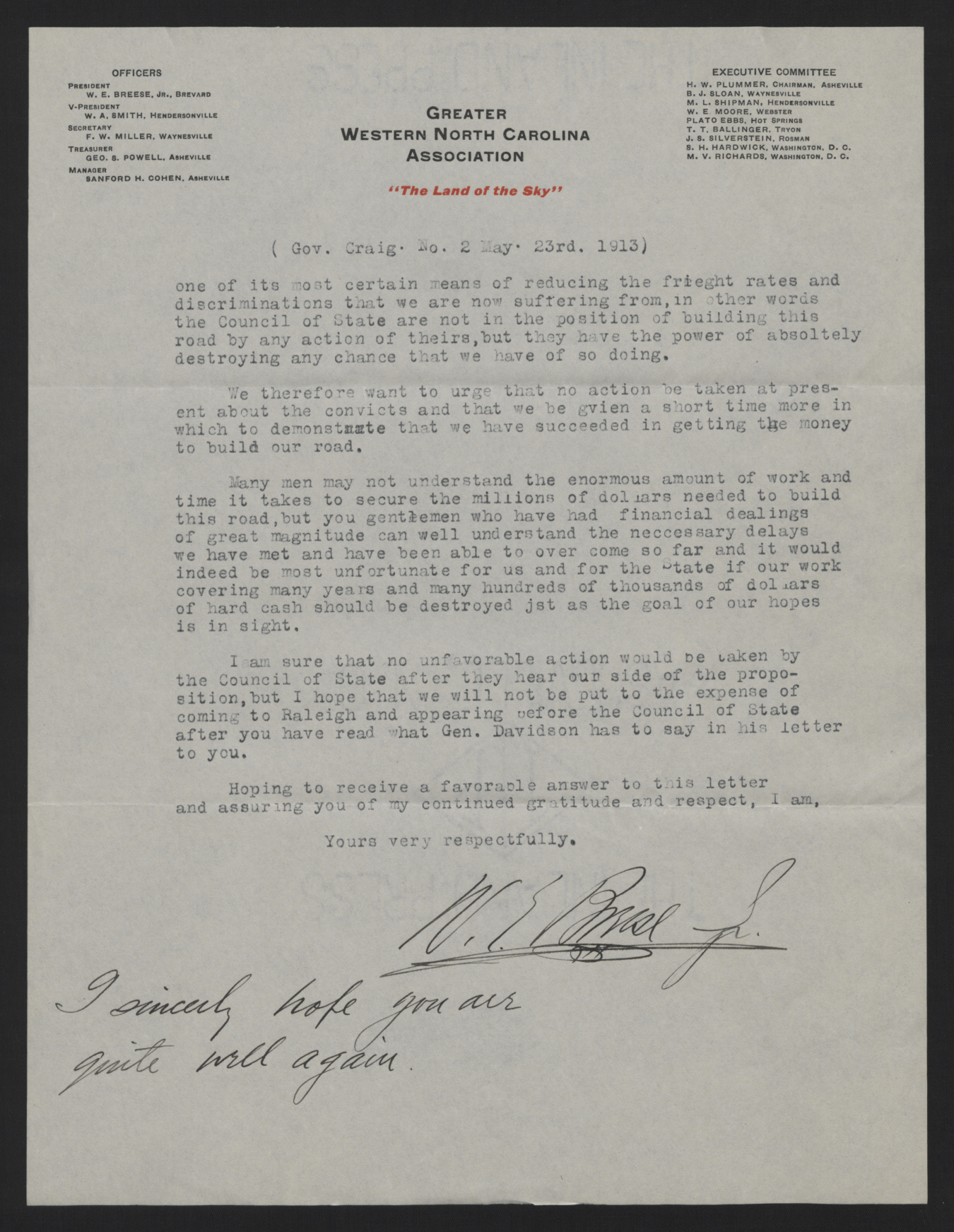 Letter from Breese to Craig, May 23, 1913, page 2