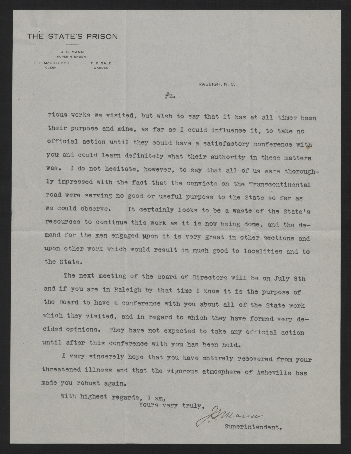 Letter from Mann to Craig, June 16, 1913, page 2