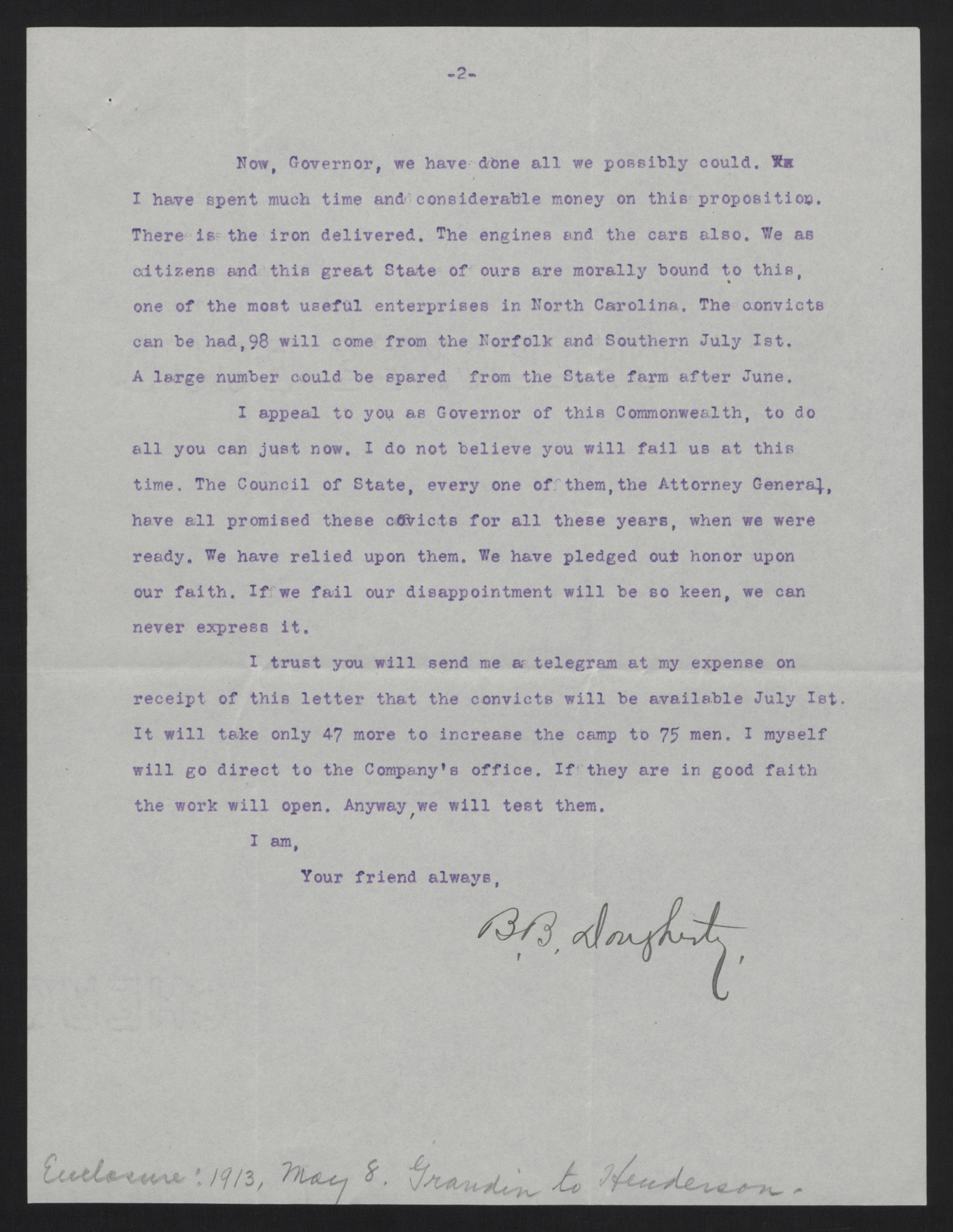 Letter from Dougherty to Craig, June 16, 1913, page 2