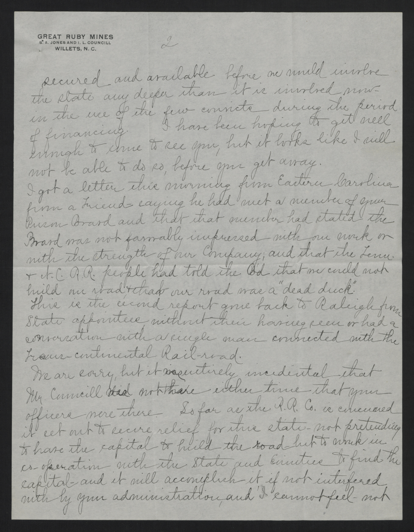 Letter from Jones to Craig, June 23, 1913, page 2