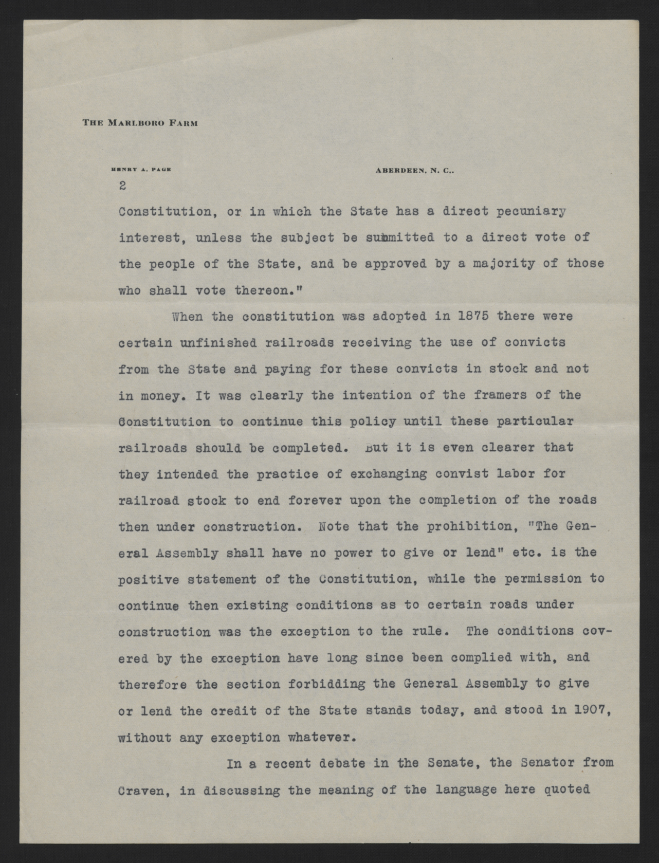Letter from Page to Craig, February 8, 1915, page 2