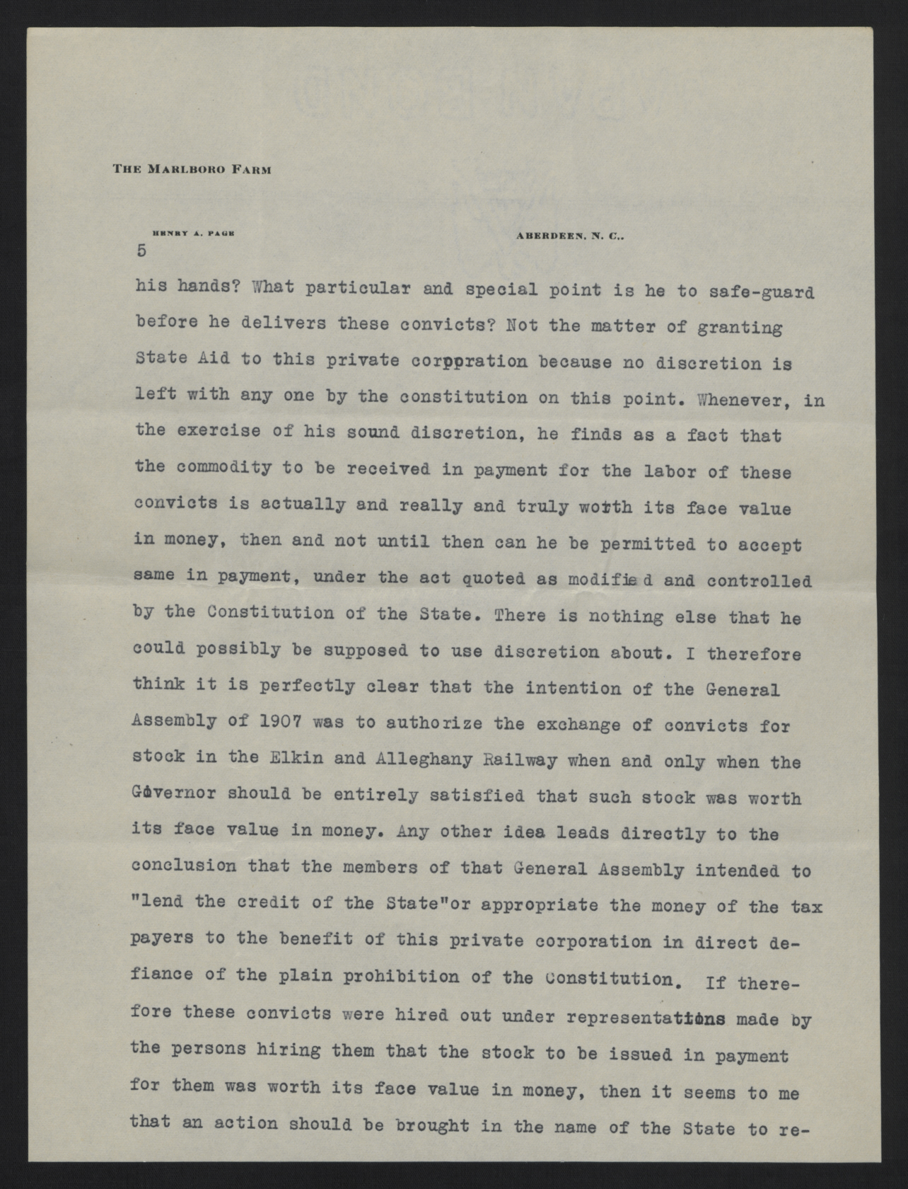 Letter from Page to Craig, February 8, 1915, page 5