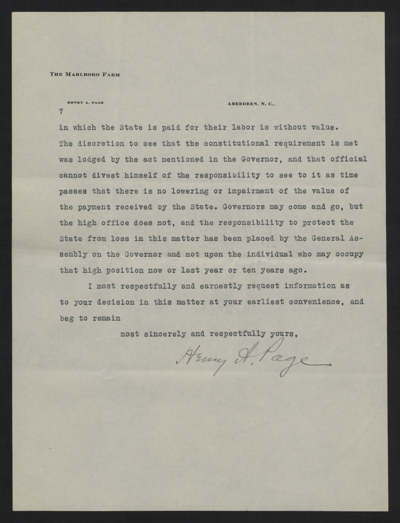 Letter from Page to Craig, February 8, 1915, page 7
