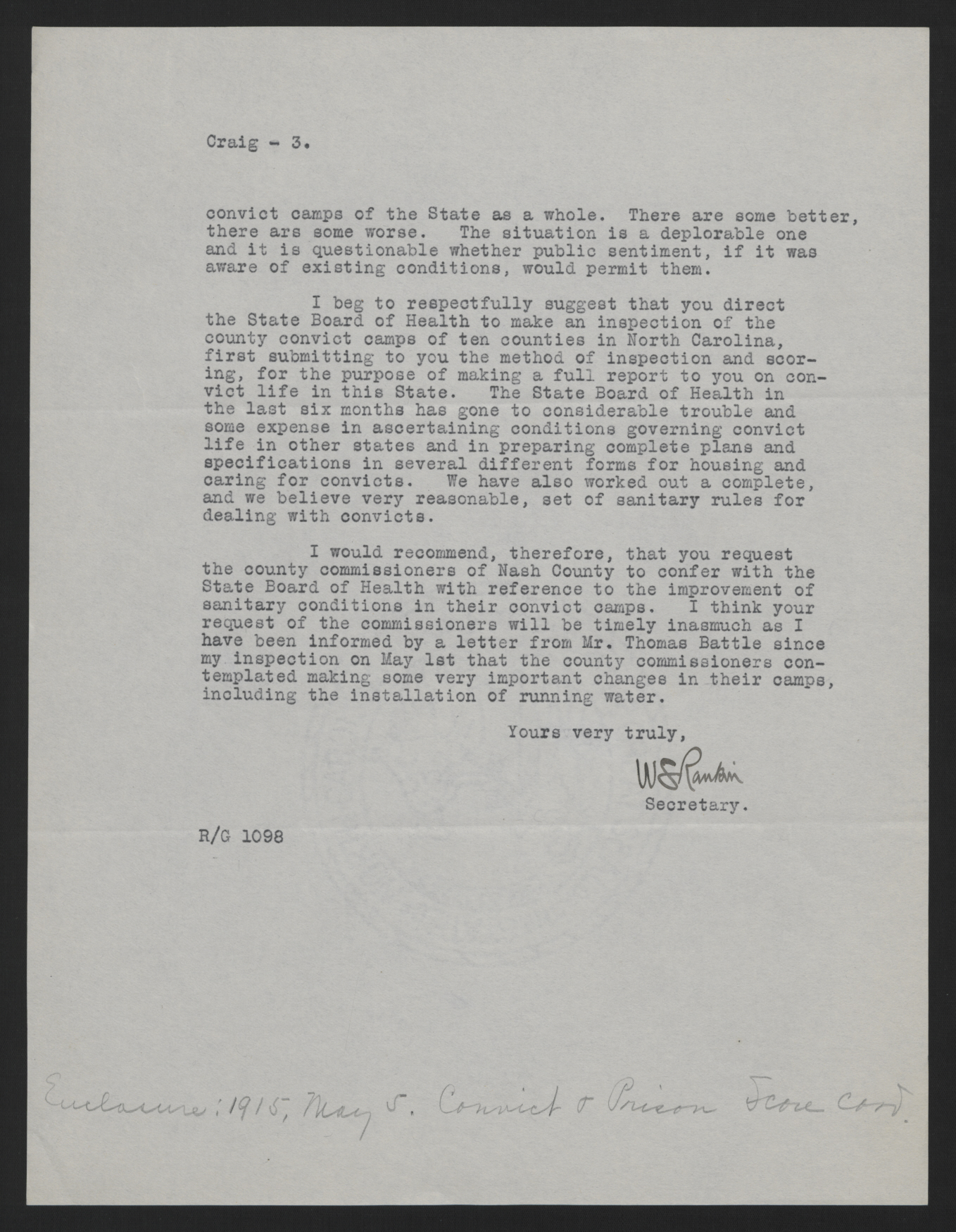 Letter from Rankin to Craig, May 5, 1915, page 3