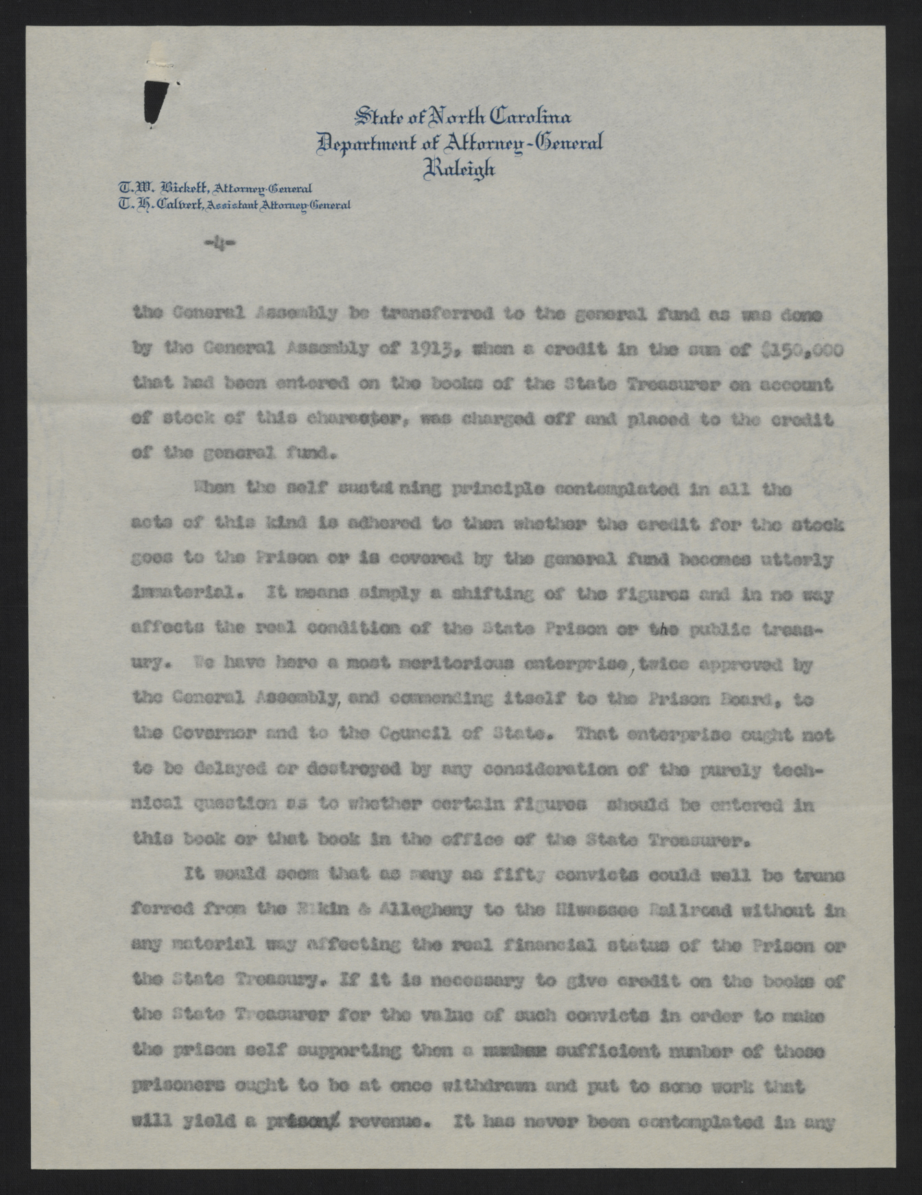 Letter from Bickett to Varner and Lacy, June 10, 1915, page 4