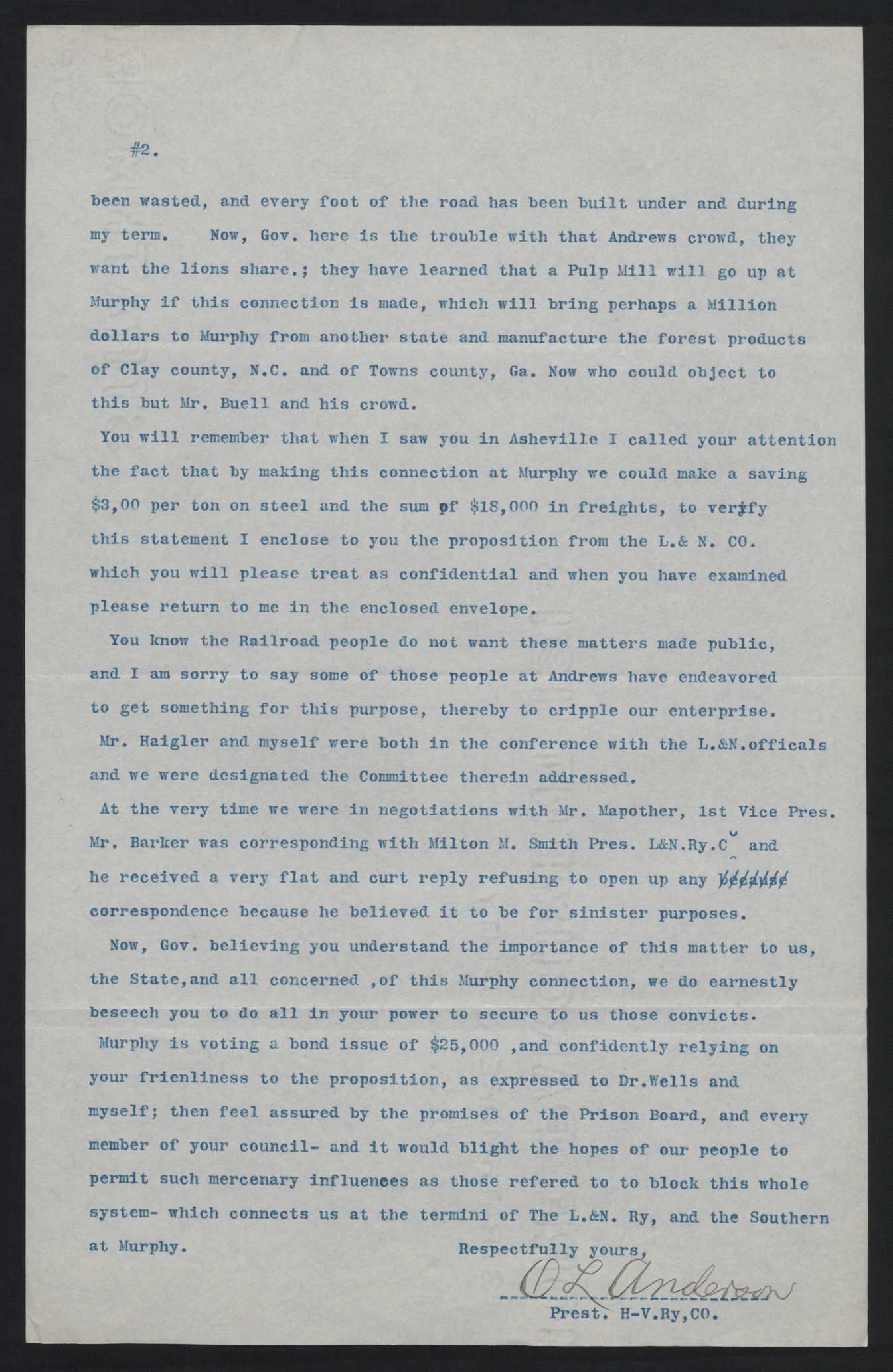 Letter from Anderson to Craig, June 23, 1915, page 2