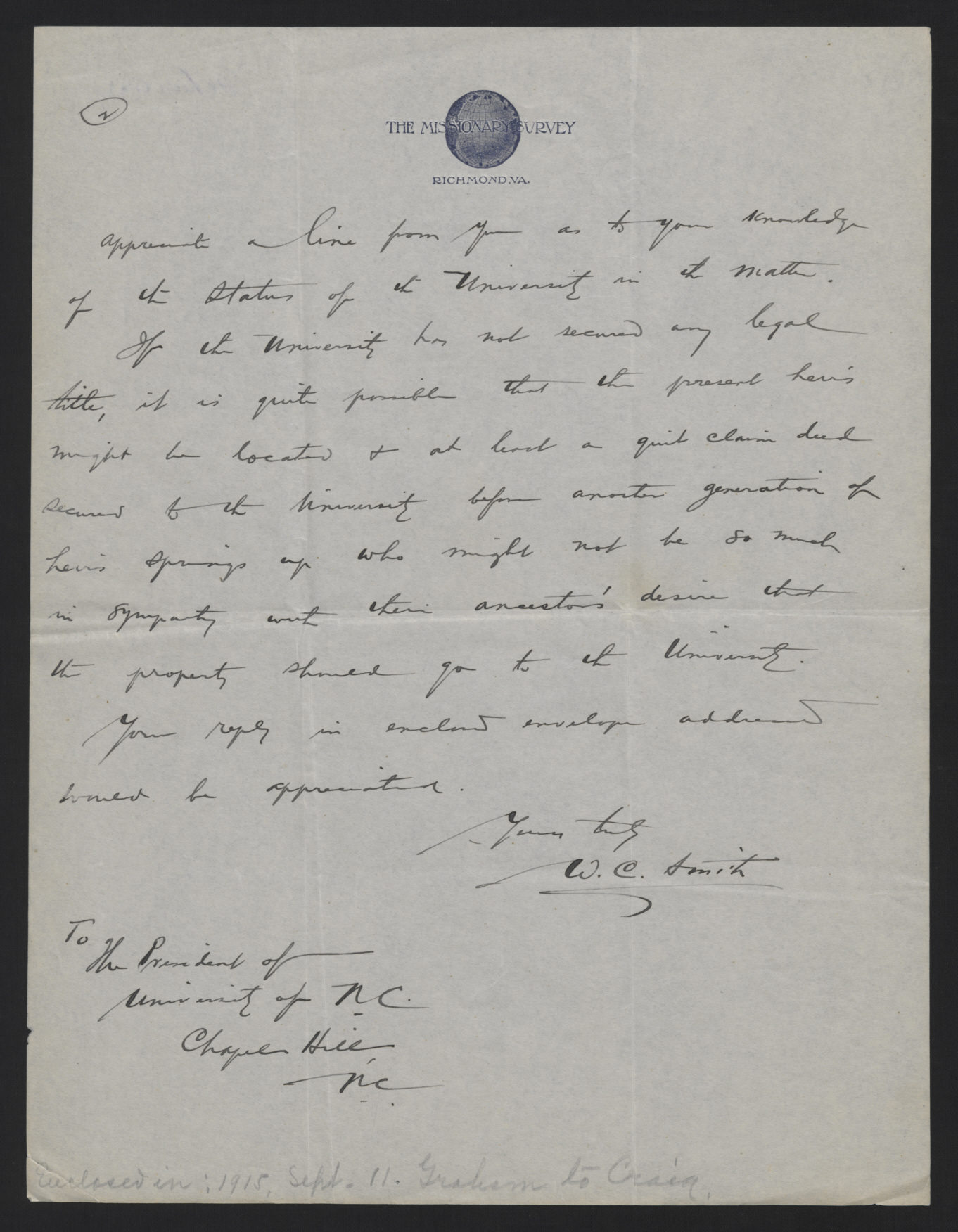 Letter from Smith to Graham, September 9, 1915, page 2