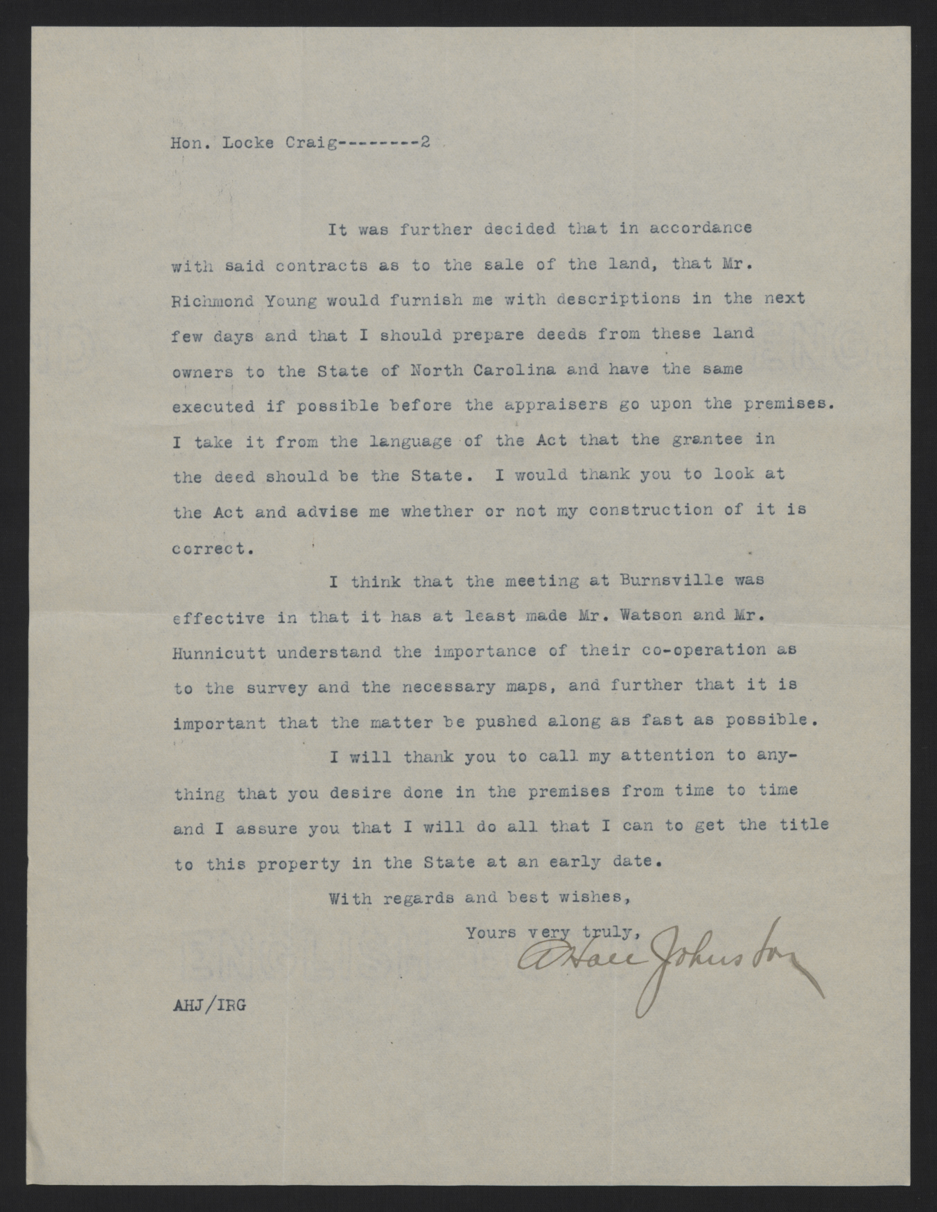 Letter from Johnston to Craig, January 18, 1916, page 2