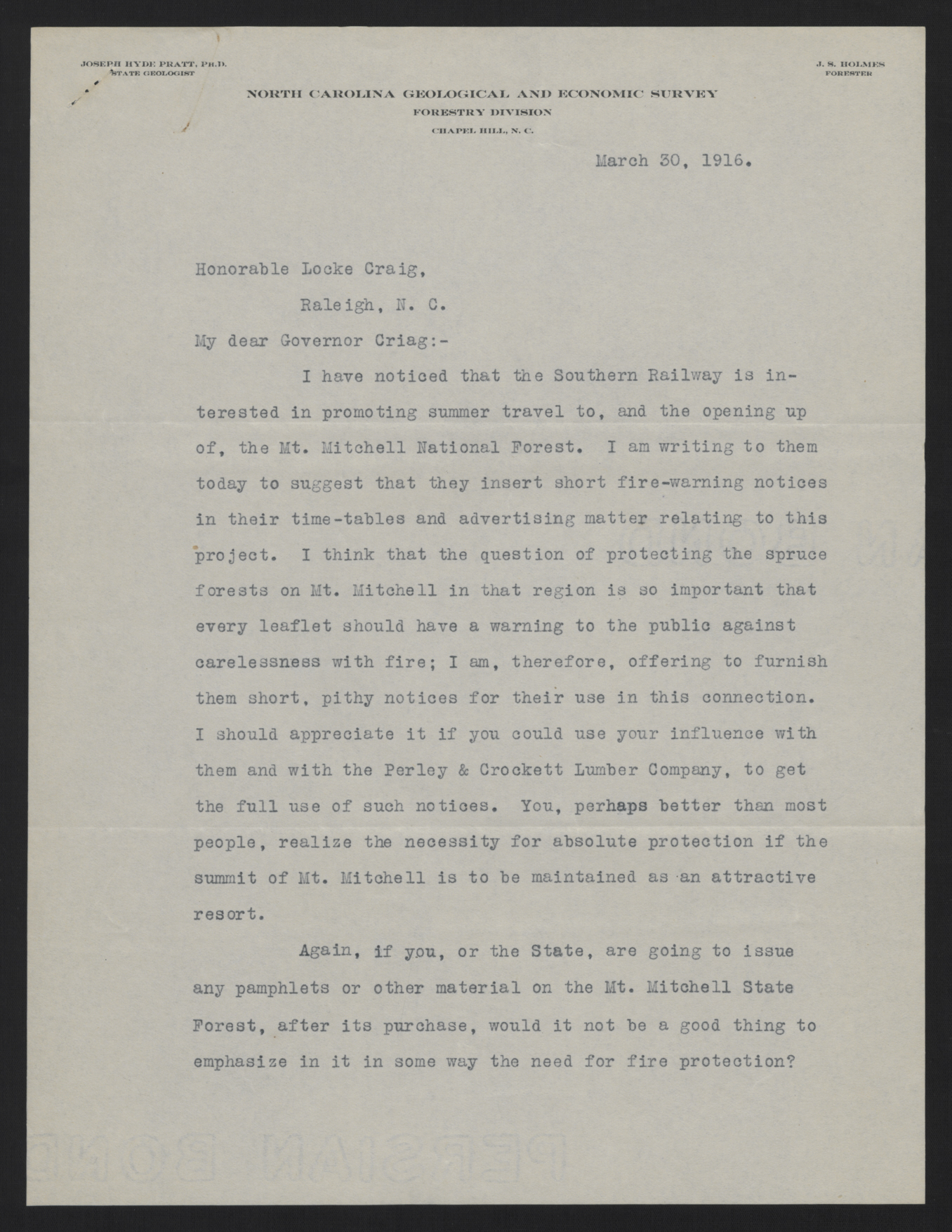 Letter from Holmes to Craig, March 30, 1916, page 1