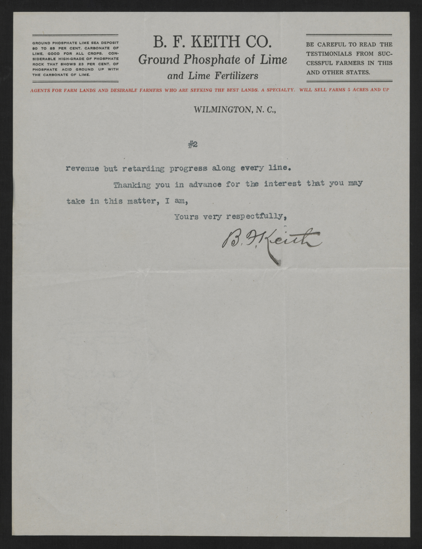 Letter from Keith to Craig, March 26, 1913, page 2