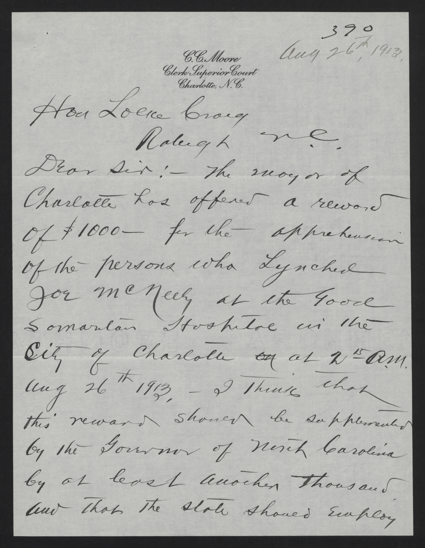 Letter from Wilson to Craig, August 26, 1913, page 1