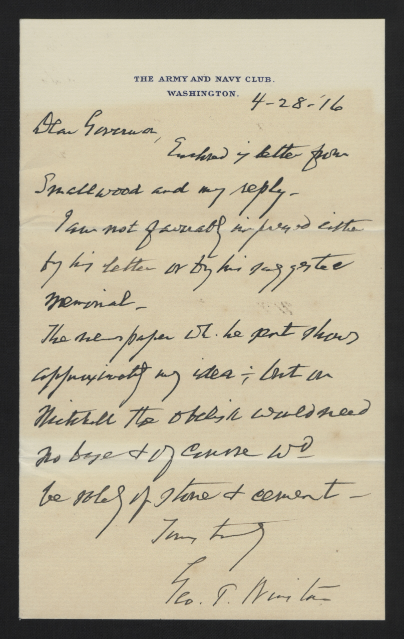 Letter from Winston to Craig, April 28, 1916