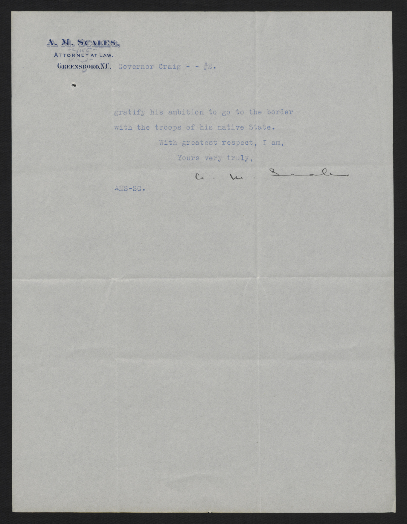 Letter from Scales to Craig, July 8, 1916, page 2
