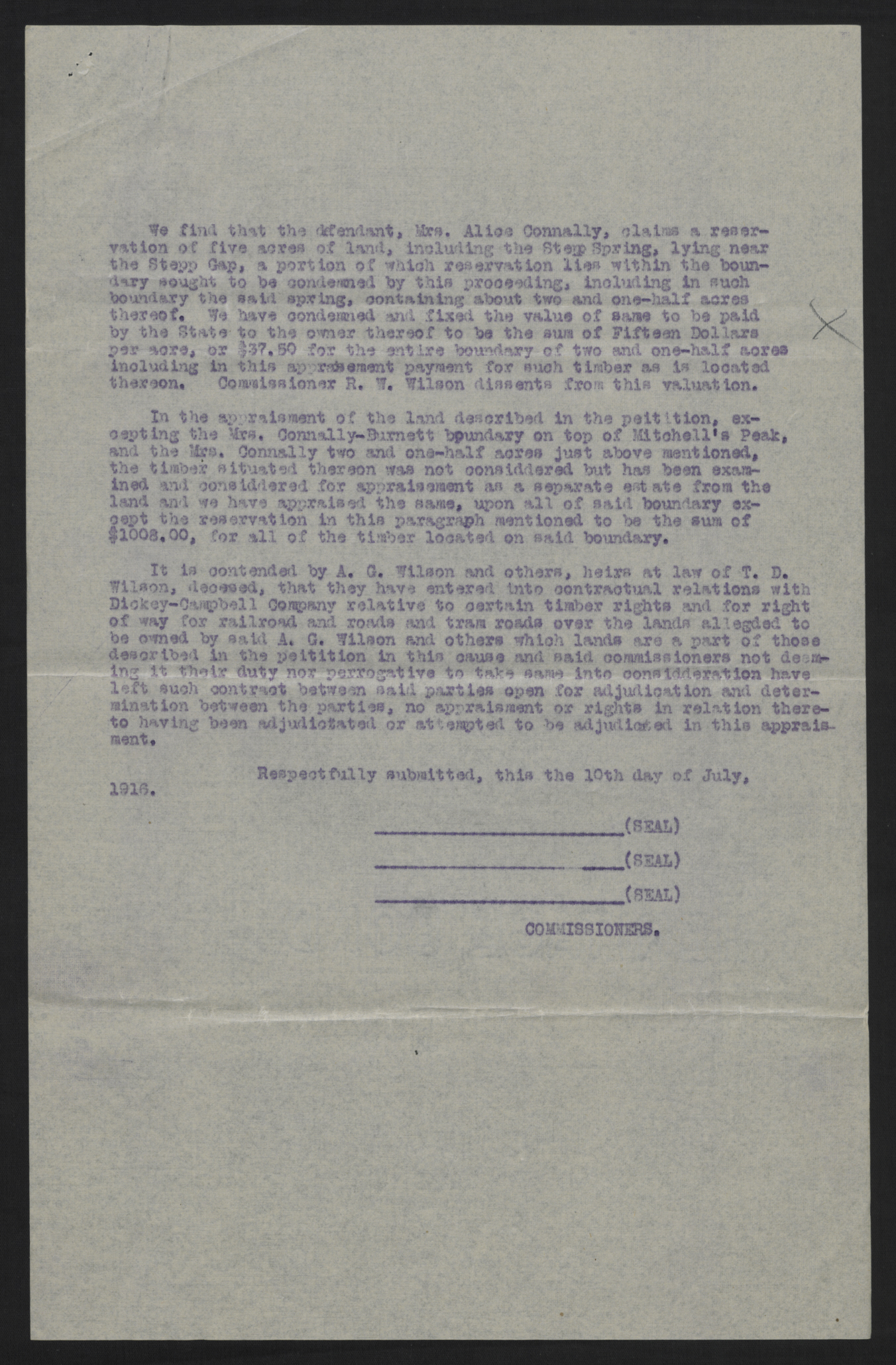 Report of the Mitchell Peak Park Commission, 10 July 1916, page 3