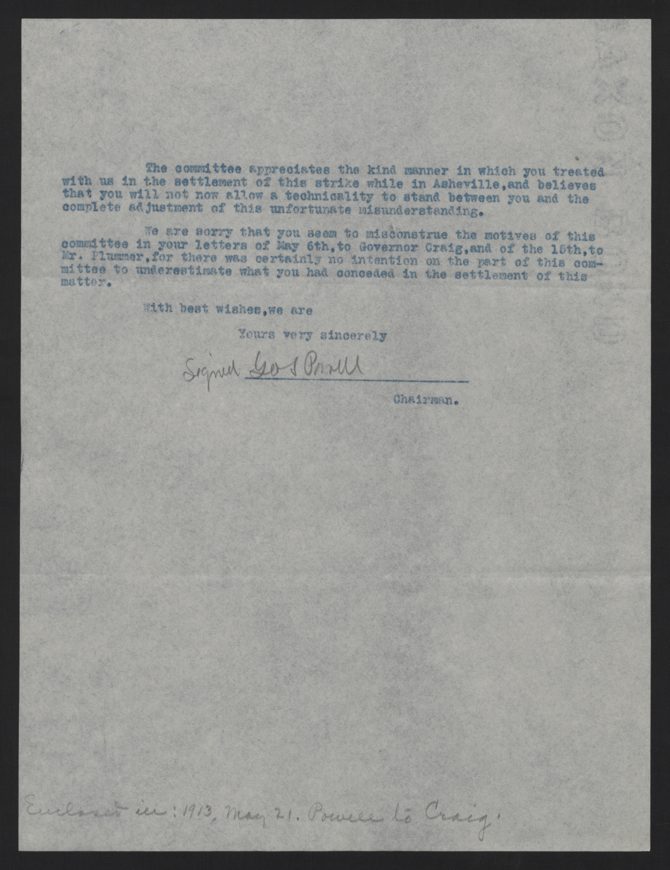 Letter from Powell to Johnston, May 21, 1913, page 2