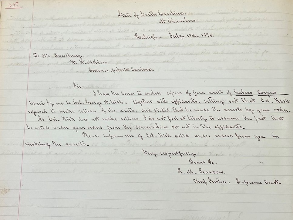 Letter from Richmond Mumford Pearson to William Woods Holden, 18 July 1870