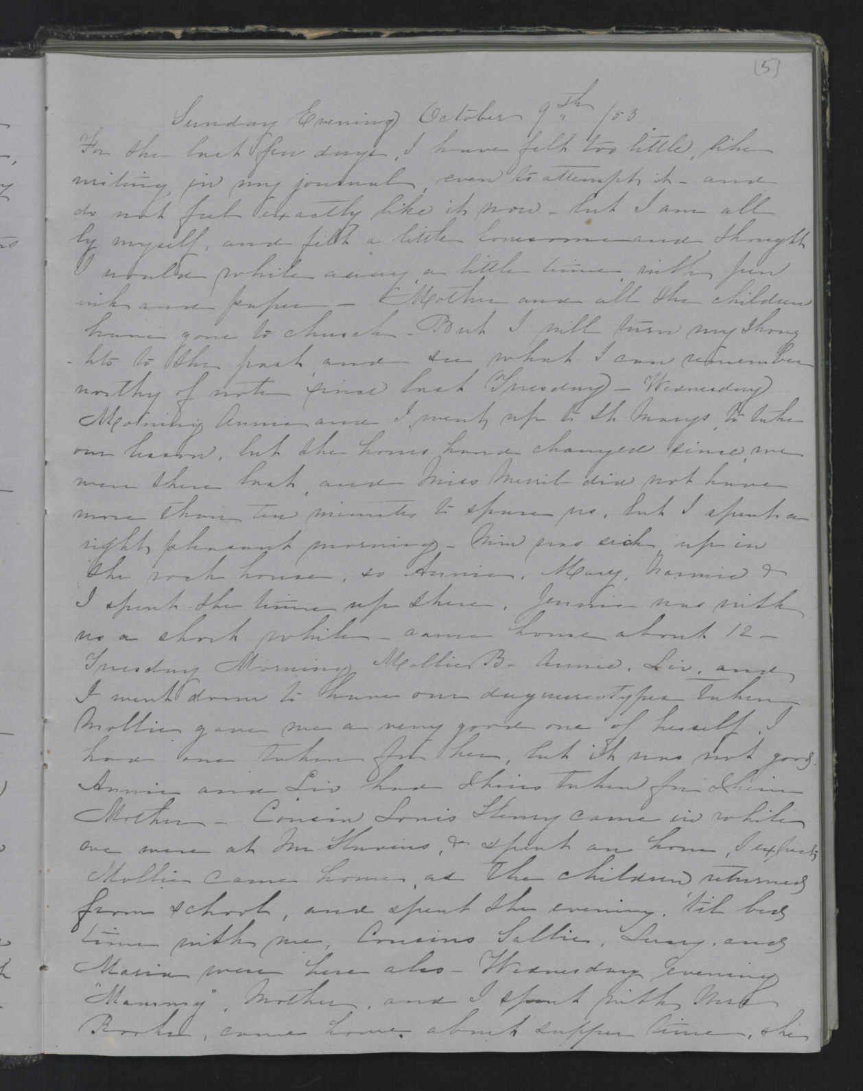 Diary Entry from Margaret Eliza Cotten, 9 October 1853, Page 1