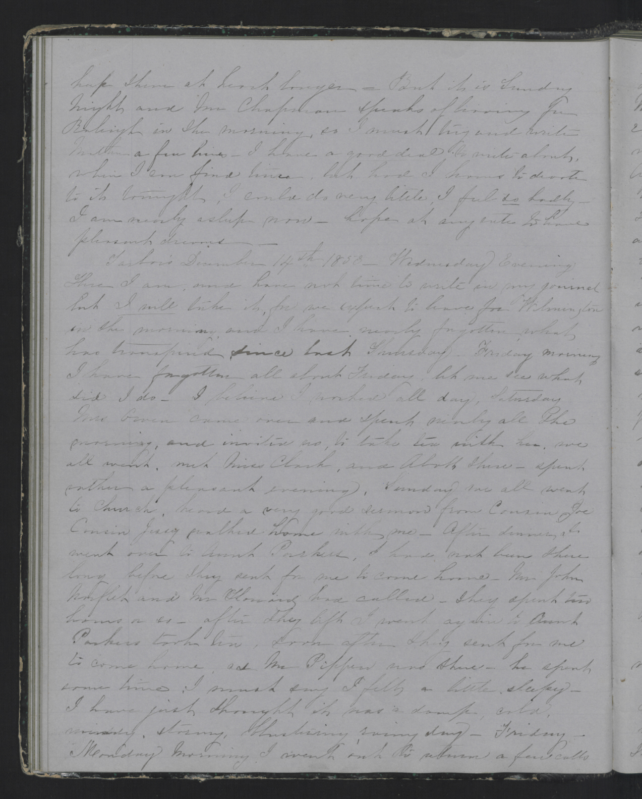 Diary Entry from Margaret Eliza Cotten, 11 December 1853, Page 2