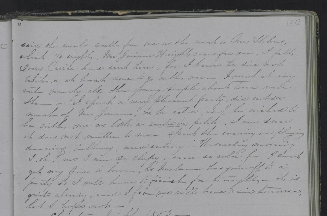 Diary Entry from Margaret Eliza Cotten, 22 December 1853, Page 2