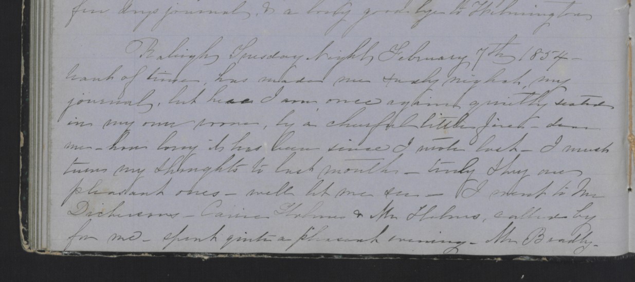 Diary Entry from Margaret Eliza Cotten, 7 February 1854, Page 1
