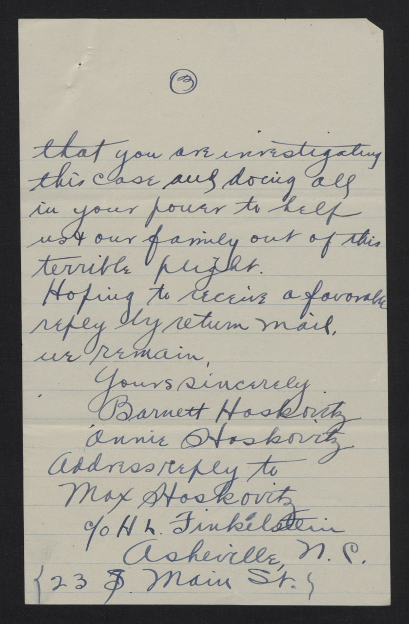 Letter from Hoskovitz to Craig, August 15, 1913, page 3