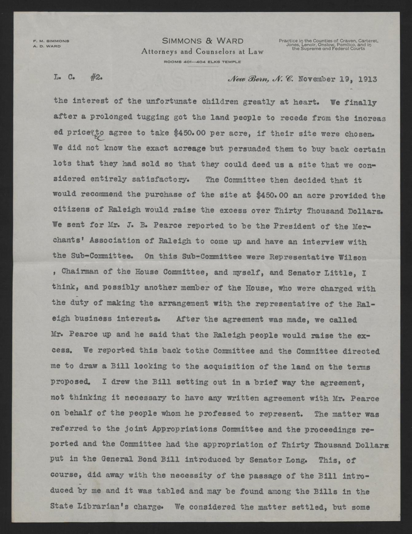 Letter from Ward to Craig, November 19, 1913, page 2