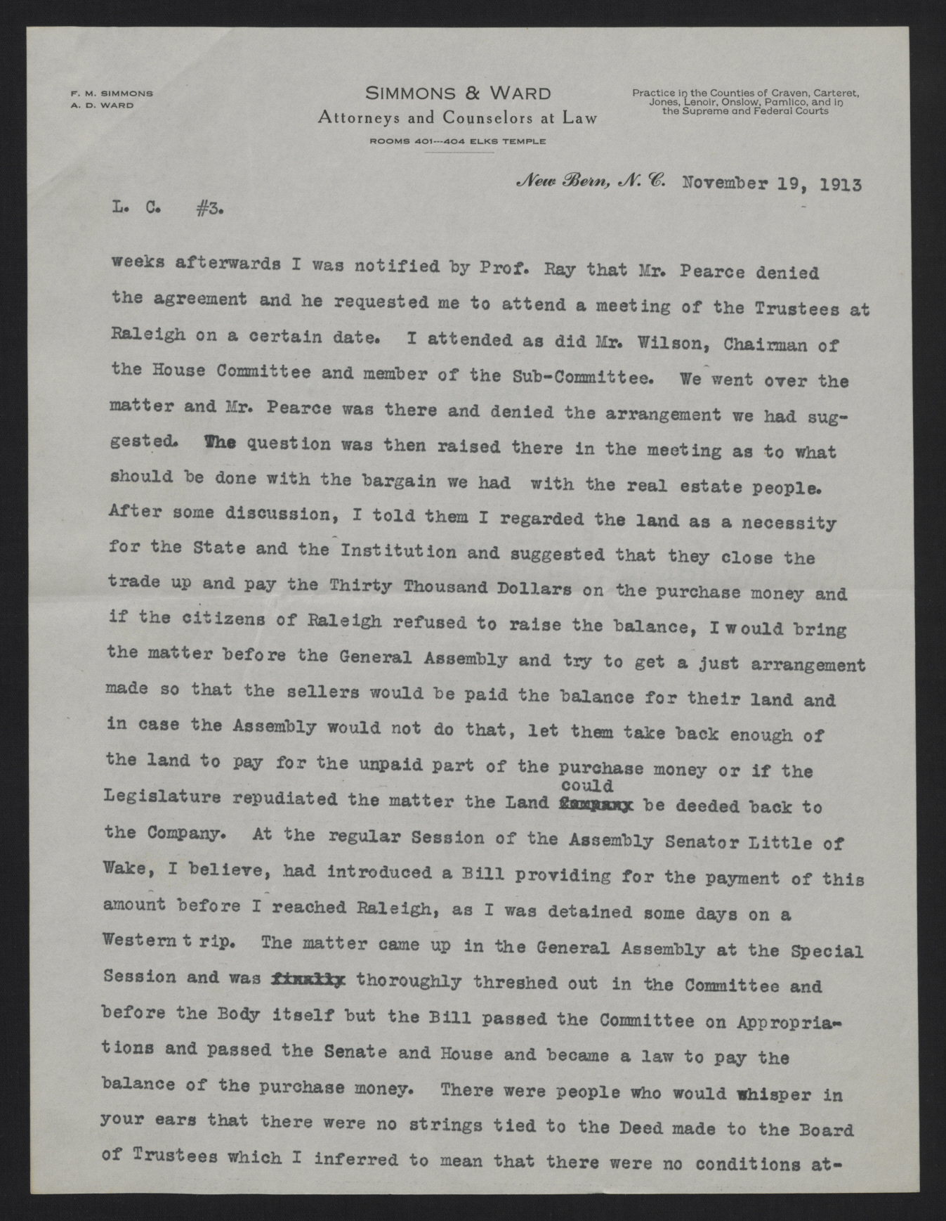 Letter from Ward to Craig, November 19, 1913, page 3
