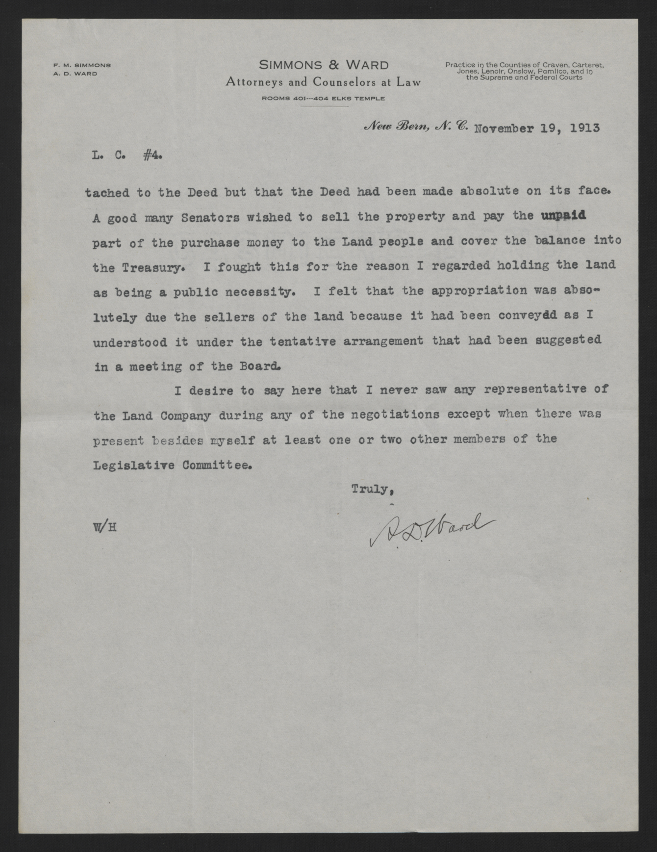 Letter from Ward to Craig, November 19, 1913, page 4