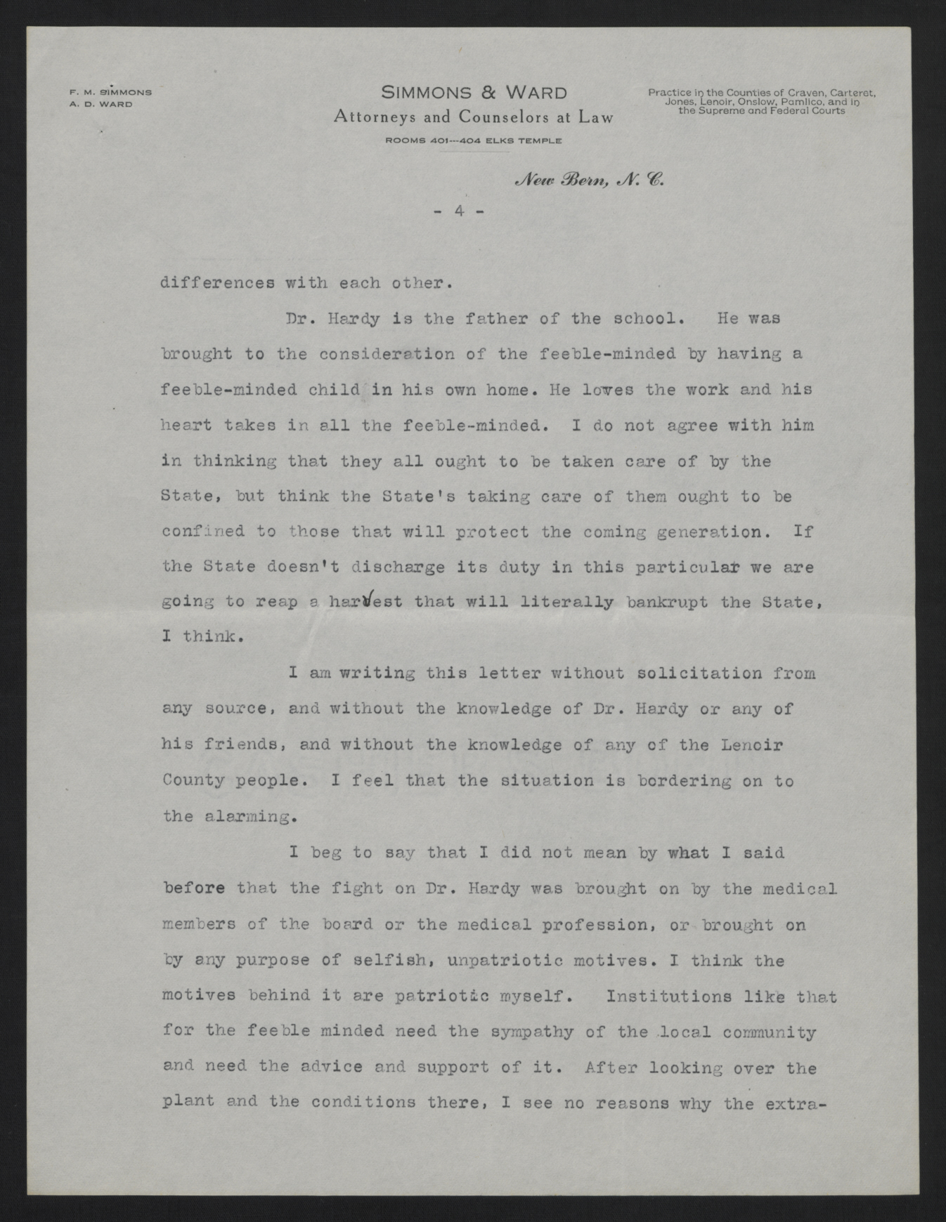 Letter from Ward to Craig, January 1914, page 4