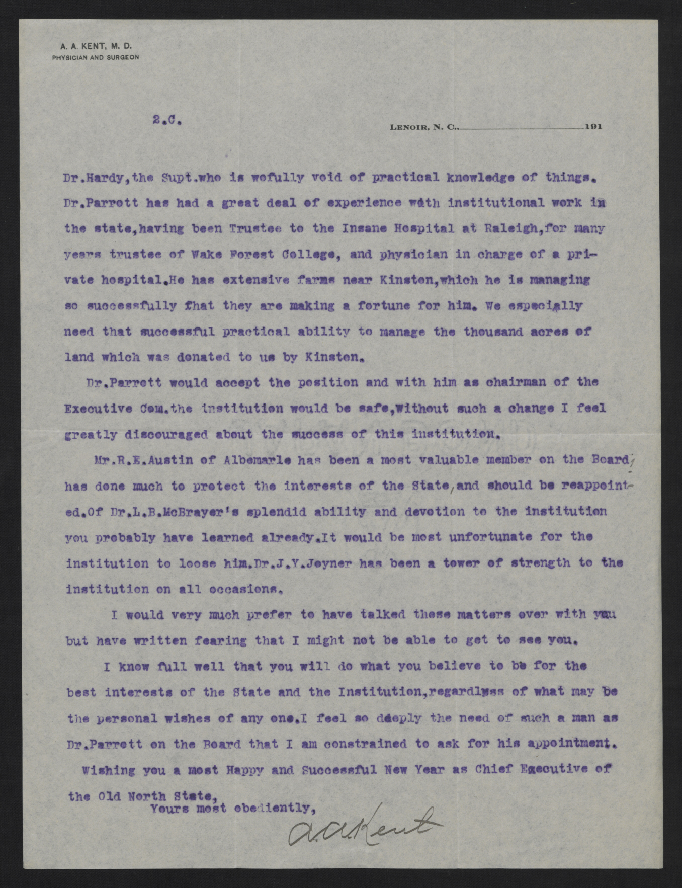Letter from Kent to Craig, December 30, 1912, page 2