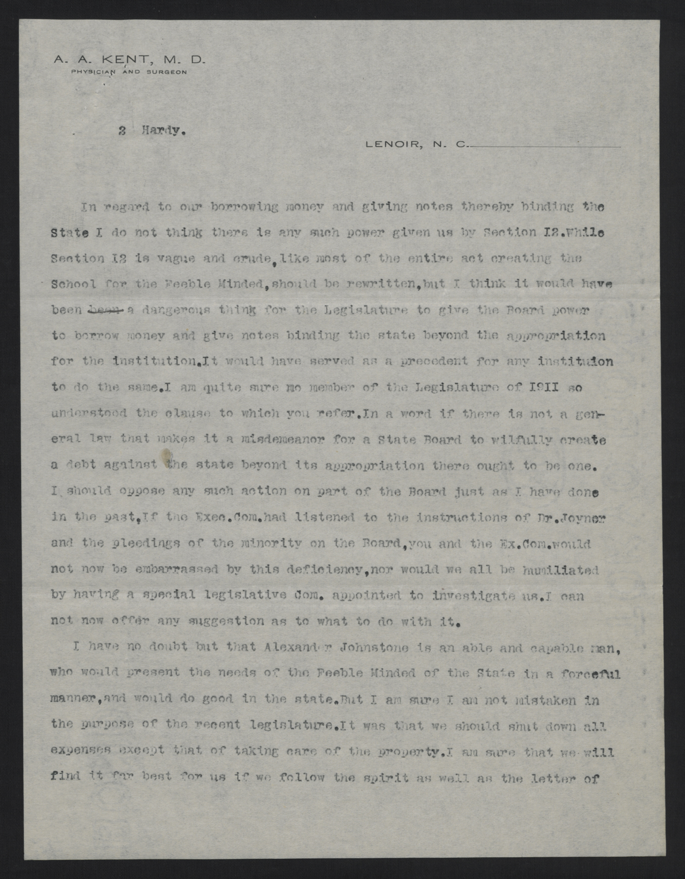 Letter from Kent to Hardy, May 9, 1913, page 2