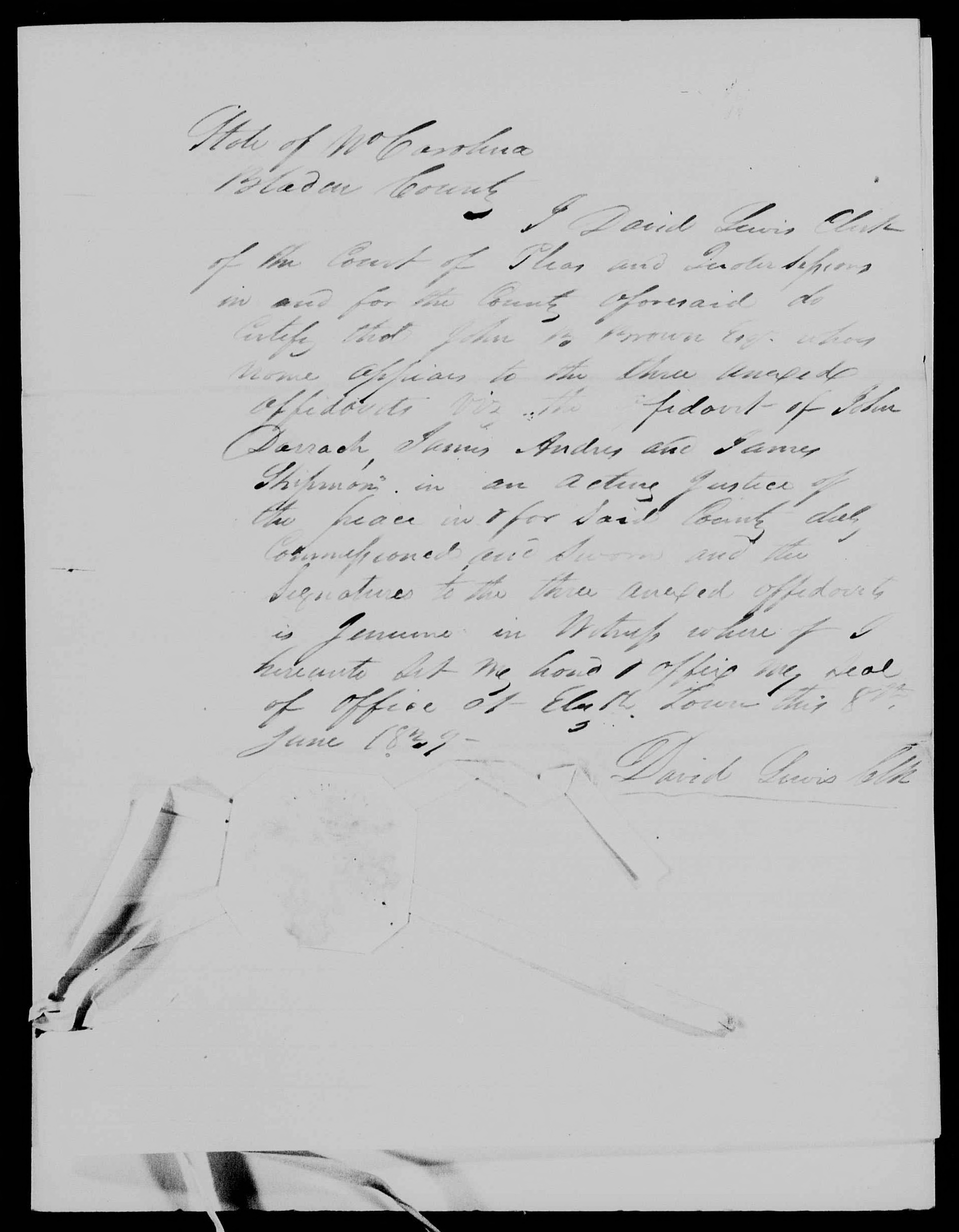 Affidavit of James Shipman (amended) in support of a Pension Claim for Lucy Brown, 8 June 1839, page 3