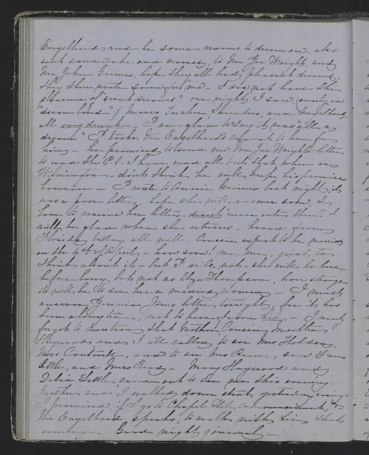 Diary Entry from Margaret Eliza Cotten, 10 March 1854, Page 2