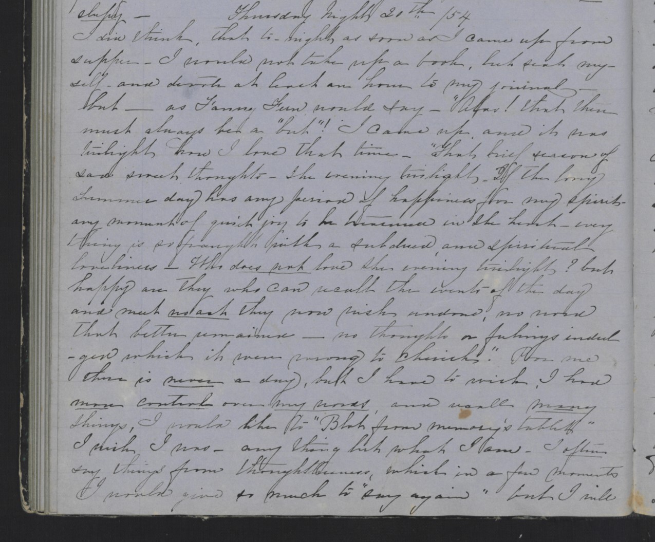 Diary Entry from Margaret Eliza Cotten, 20 April 1854, Page 1