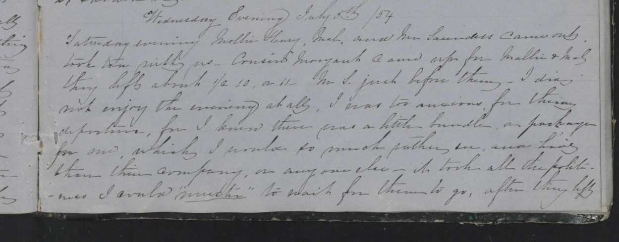 Diary Entry from Margaret Eliza Cotten, 5 July 1854