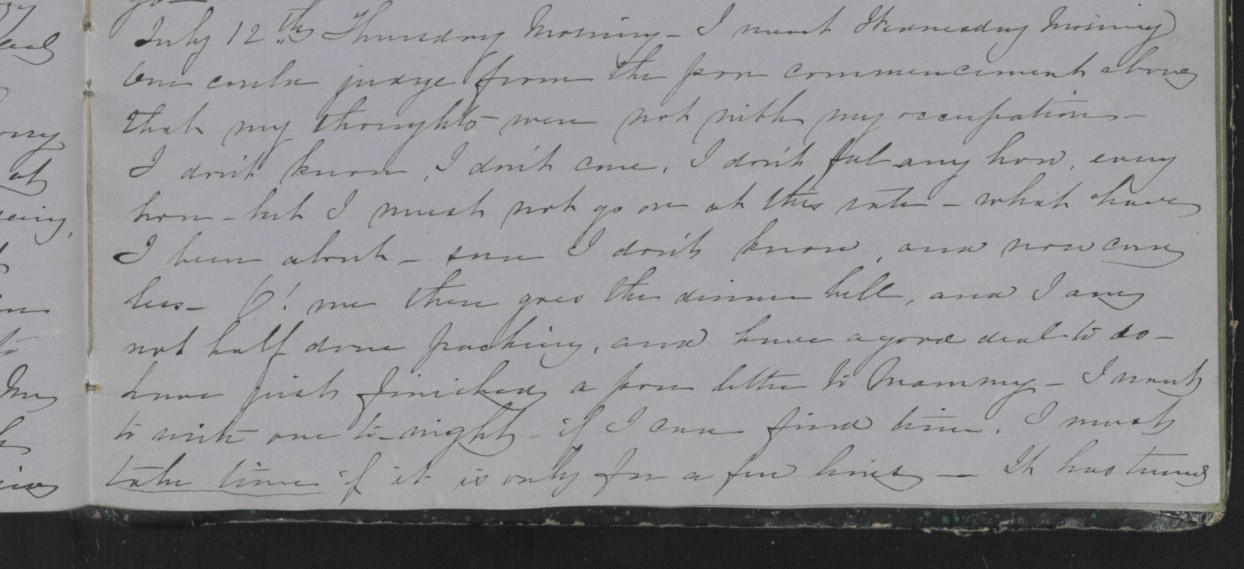 Diary Entry from Margaret Eliza Cotten, 12 July 1854, Page 1