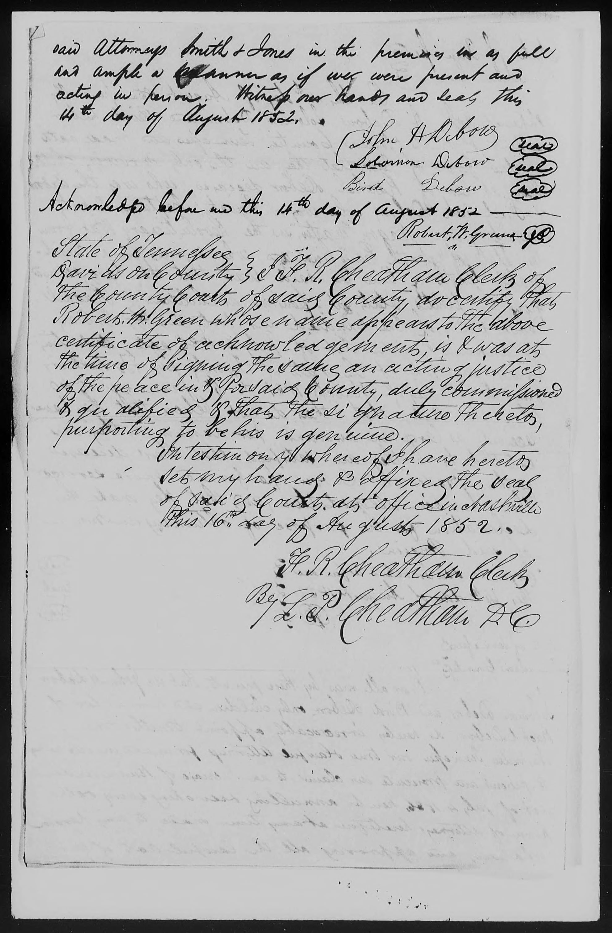 Declaration of Heirs of Rachel Debow to the U.S. Pension Office, 4 August 1852, page 2