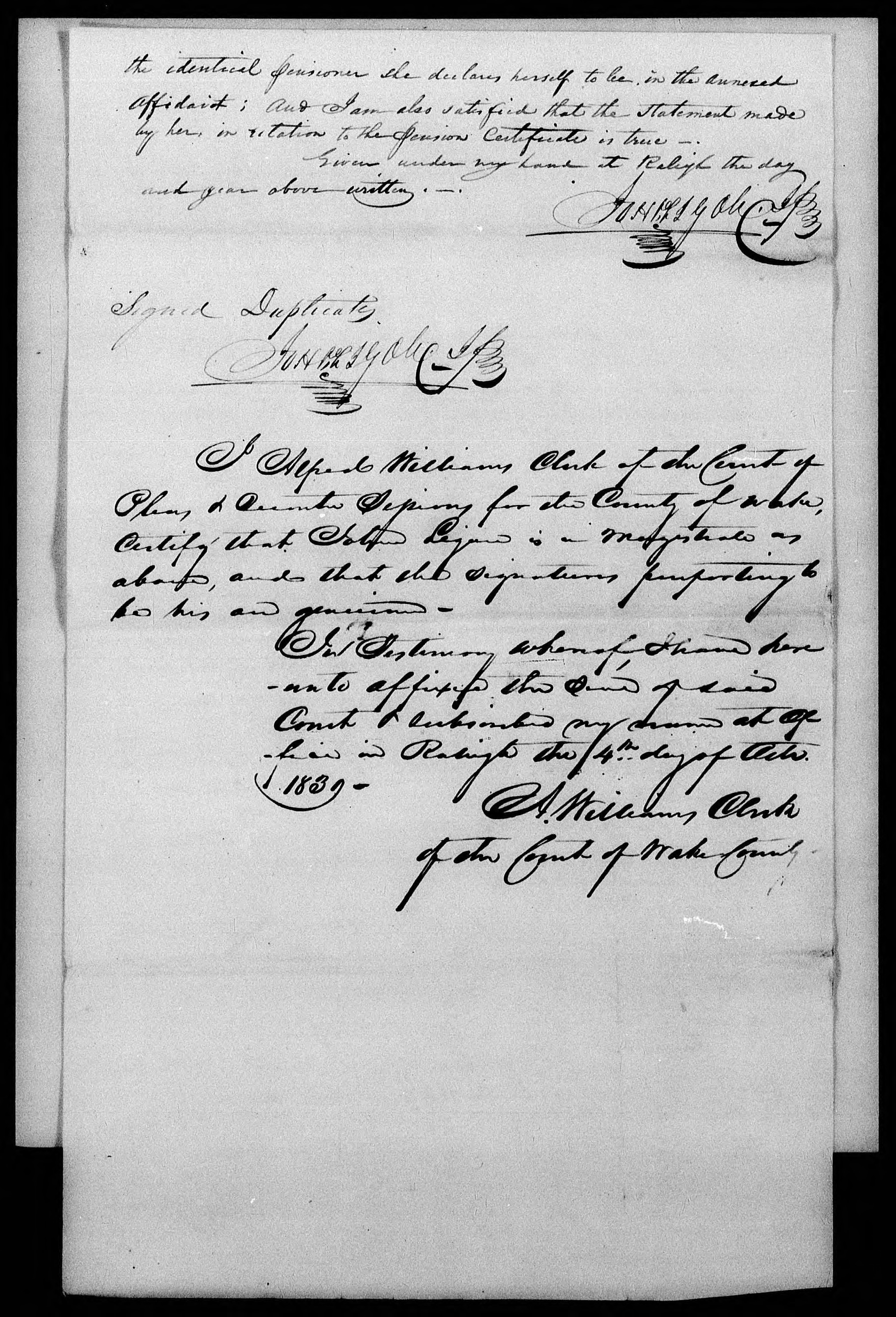 Application for a Widow's Pension from Rachel Locus, 4 October 1839, page 2