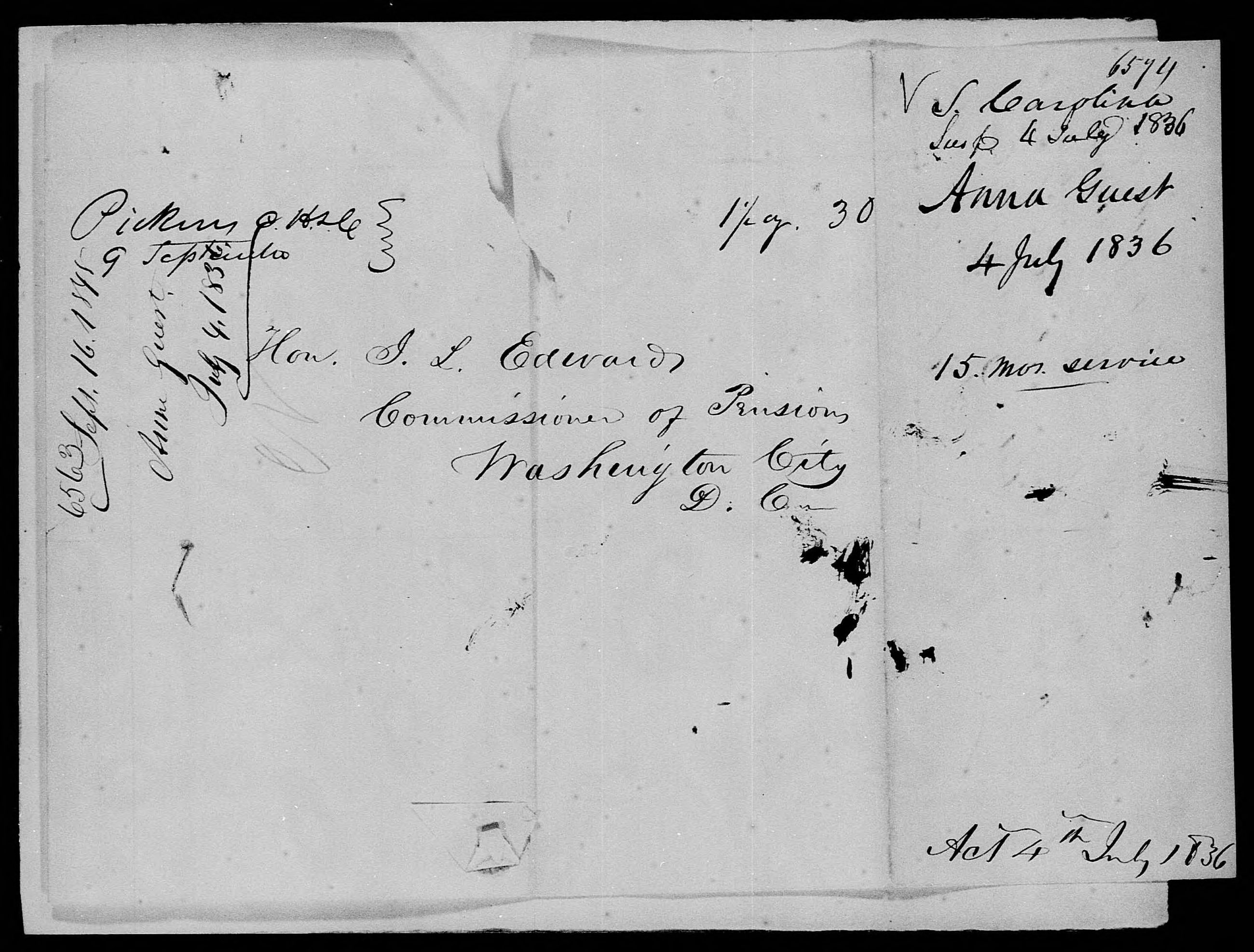 Affidavit of Elijah Keese in support of a Pension Claim for Anna Guest, 4 September 1845, page 3